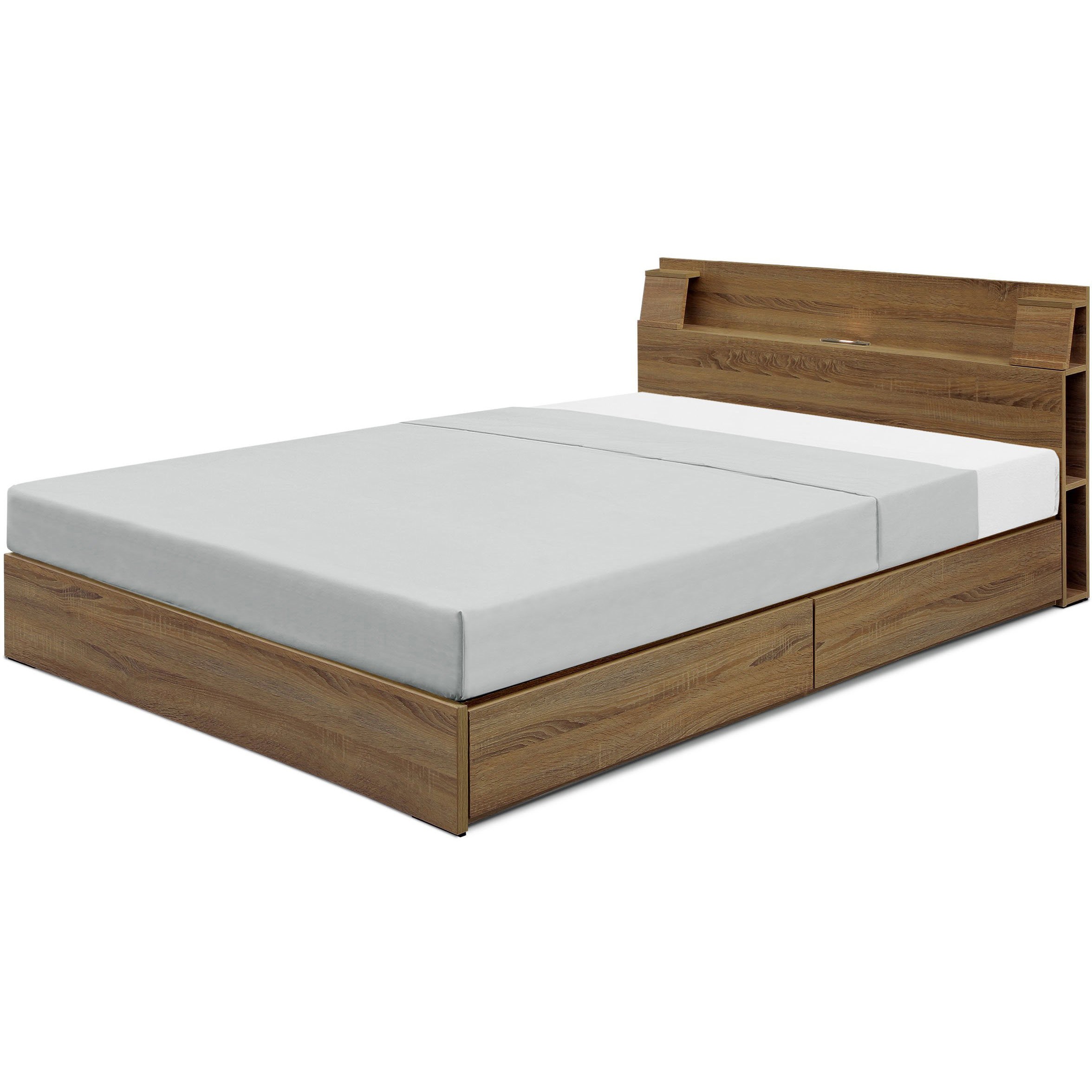 SH-24-0215-BR ソノ 引き出し収納付き ダブルベッド ベッドフレーム ホームテイスト 寸法141×2085×80cm  SH-24-0215-BR