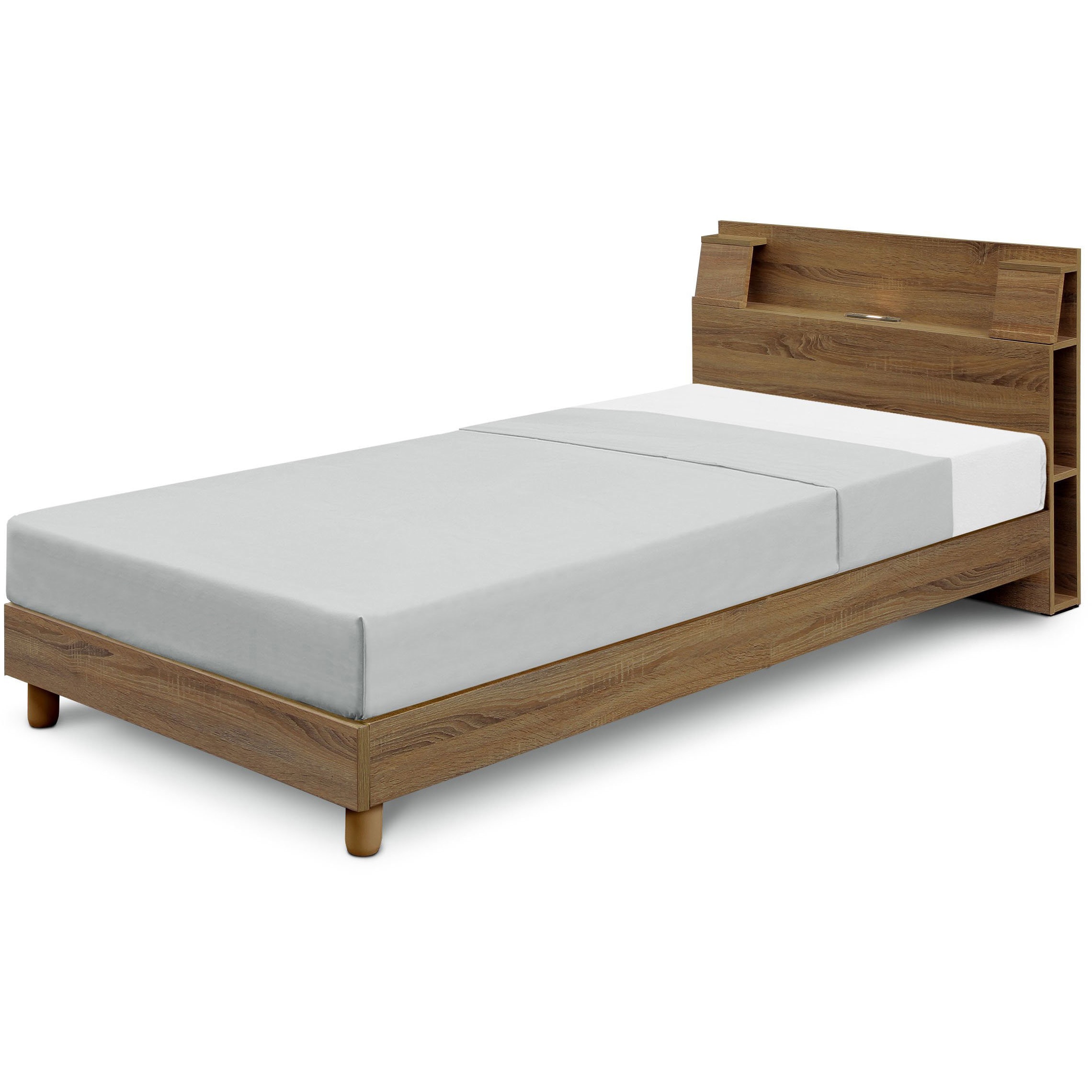 SH-24-0216-BR ソノ 脚付き シングルベッド ベッドフレーム ホームテイスト 寸法98×2085×80cm  SH-24-0216-BR 21,885円