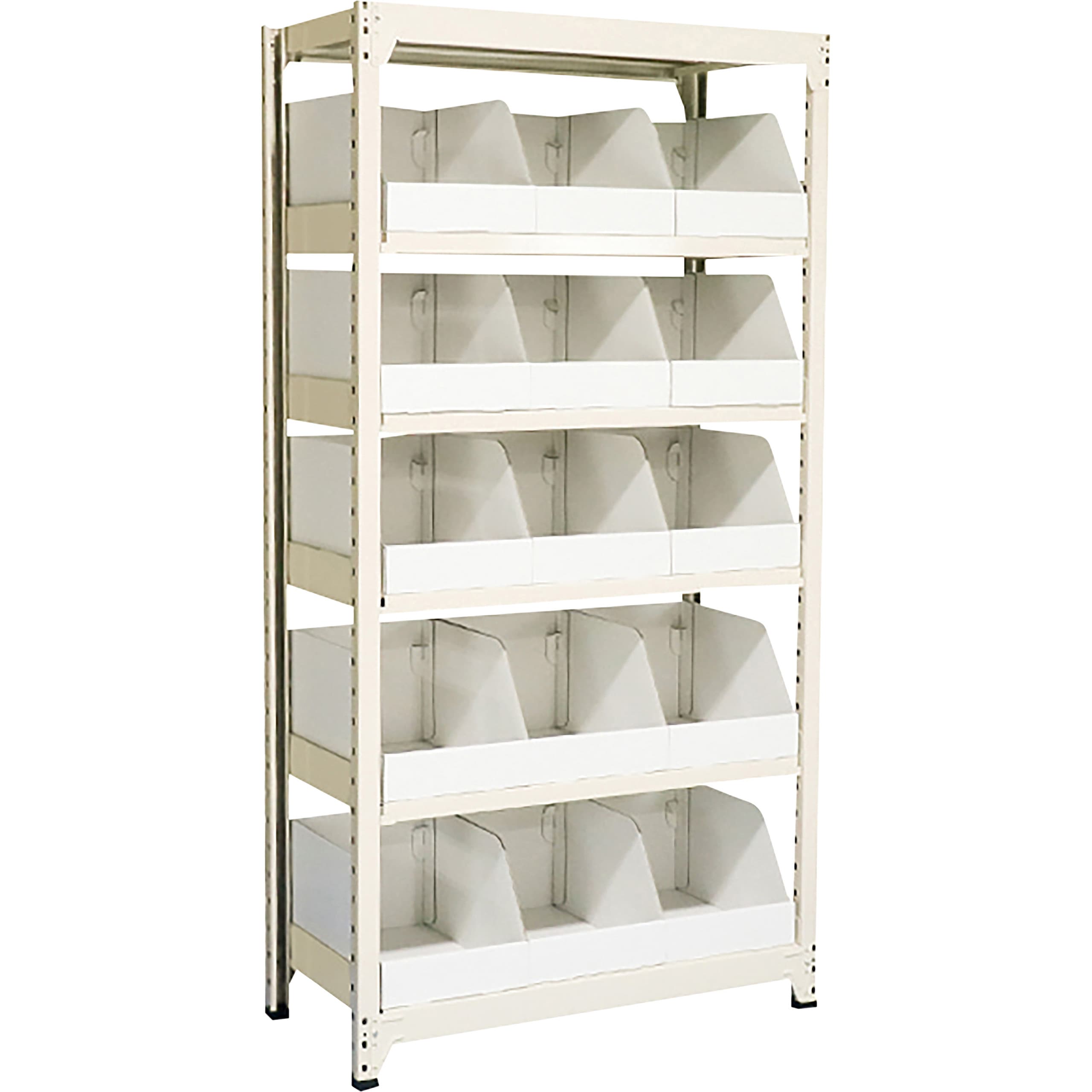 RLW-1126-S15 中軽量ラック(段ボール仕切ケース付モデル) 単体 サカエ アイボリー色 荷重750kg 高さ1800mm  RLW-1126-S15