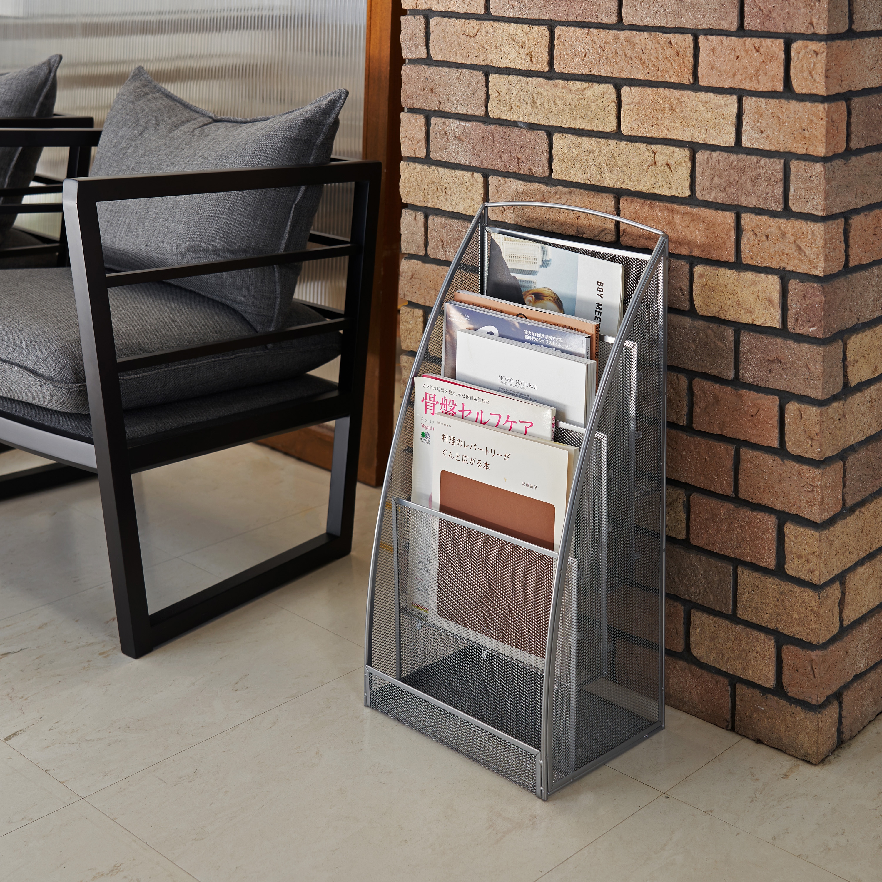 マガジンラック マガジンラック メッシュ モノタロウ 4段 シルバー色 高さ612mm間口