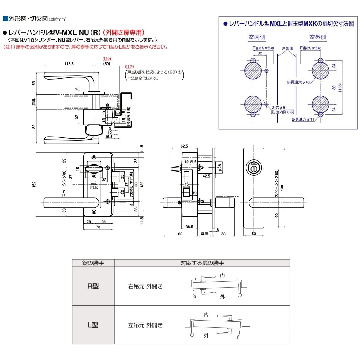 国際ブランド GOAL ゴール P-MXL-NU11 R 面付箱錠 レバーハンドル型 PMXLNU11 fucoa.cl