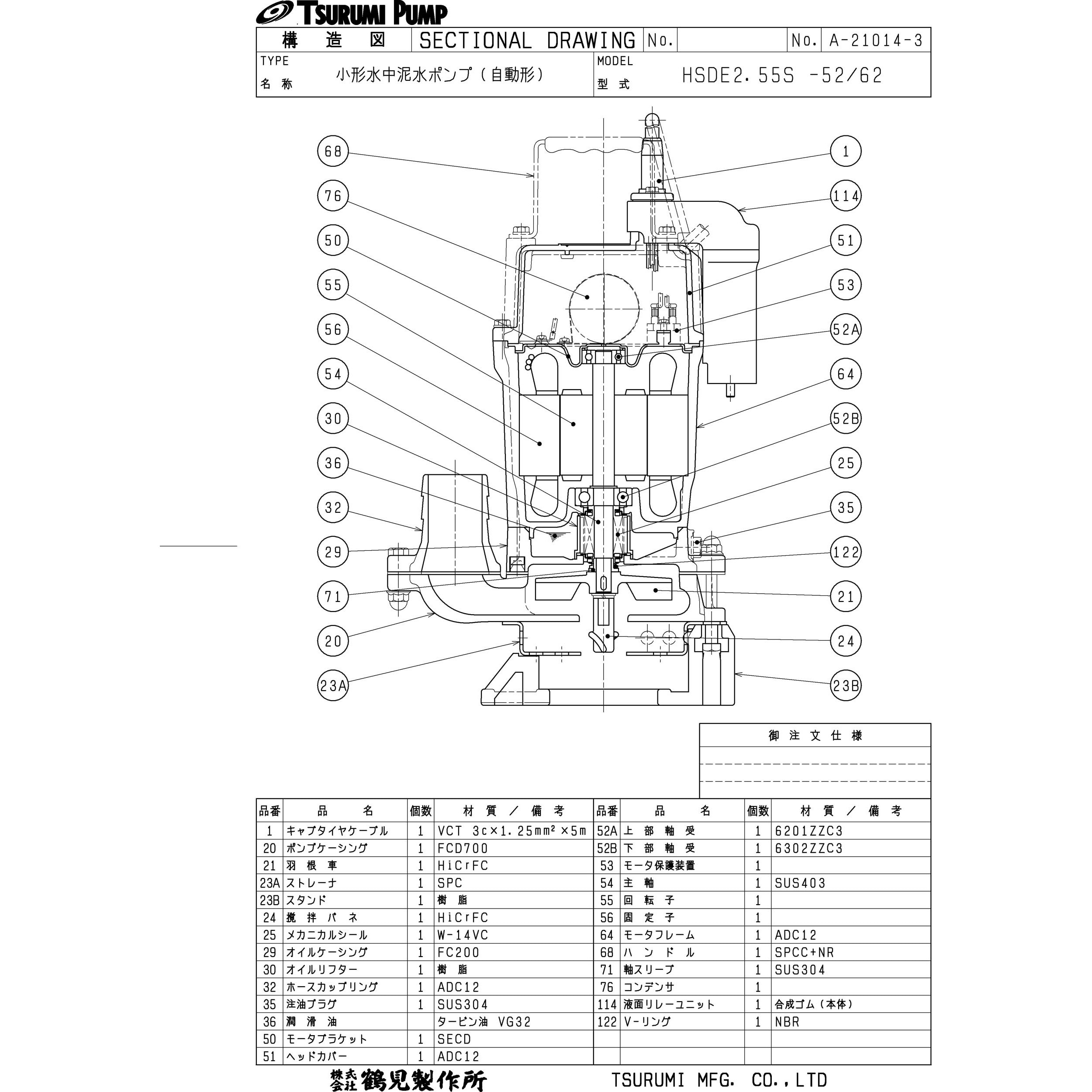 在庫処分】 ツルミポンプ 工事用 水中ポンプ 汚水 2インチ 50Hz 100V HSDE2.55S 泥水 自動型 排水ポンプ - ポンプ -  hlt.no