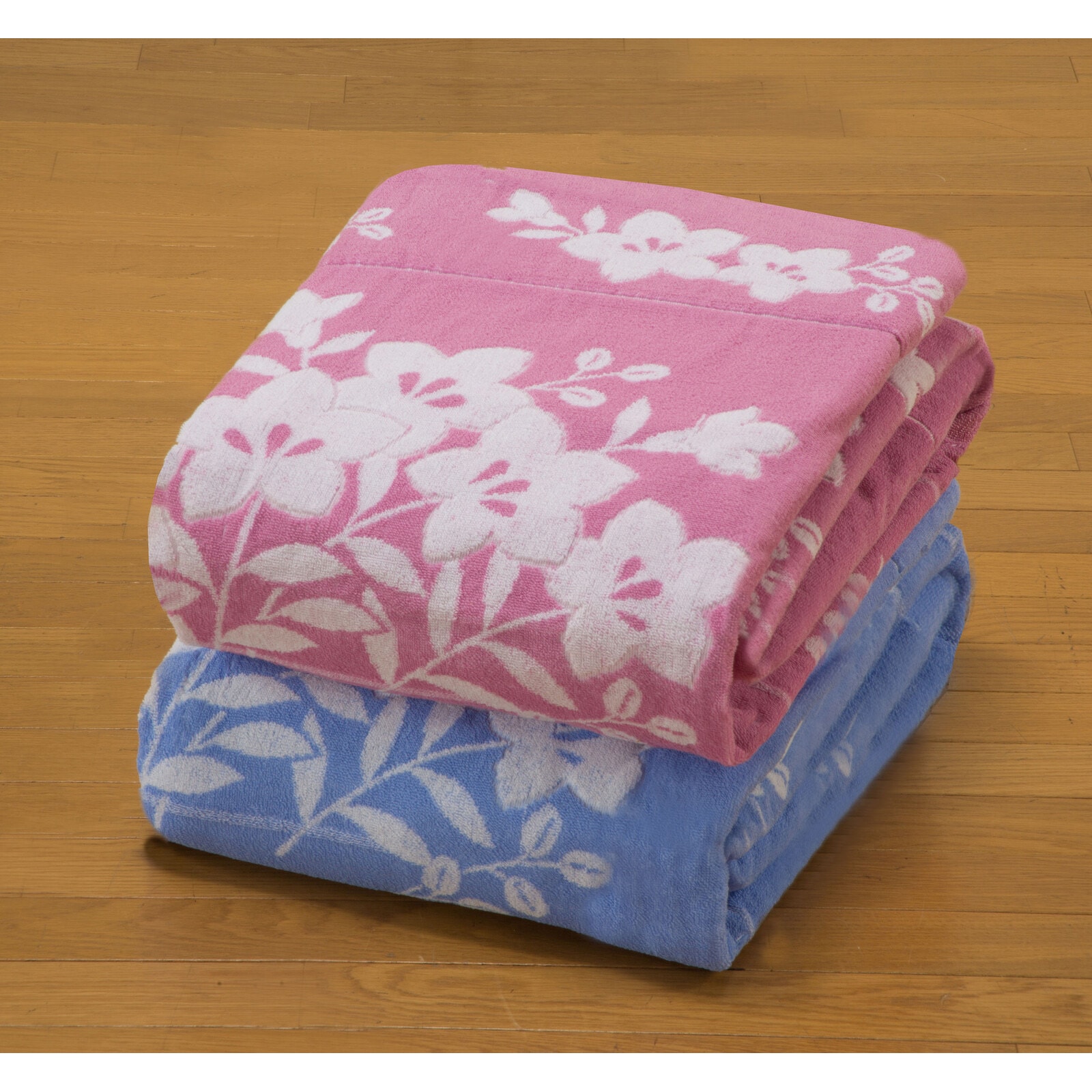 a3425620 今治産桔梗柄ボリュームタオルケット ファミリー・ライフ ブルー色 寸法140×190cm 1枚 a3425620