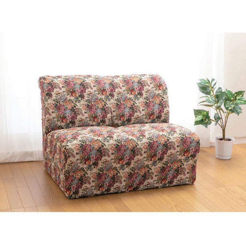 a21919 <日本製>タテヨコ伸縮ソファカバー(ブーケ柄) ファミリー・ライフ 肘無し 2人掛用タイプ   a21919
