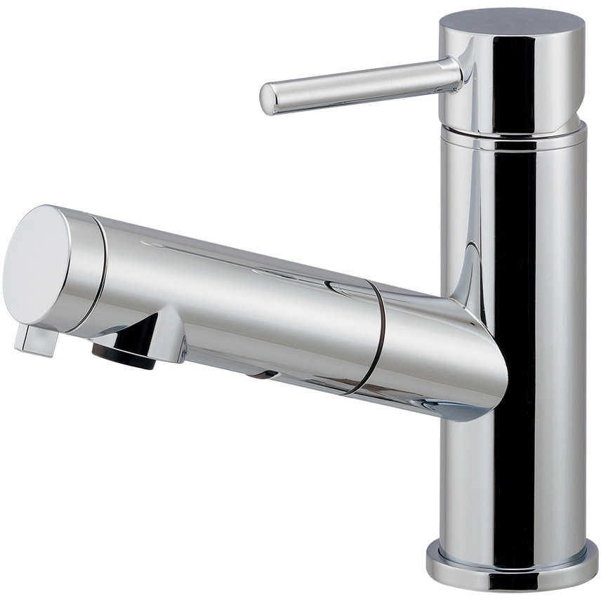 水栓金具 カクダイ 118-053 シングルレバー引出し混合栓 分水孔付 ブレードホース 逆流防止機能 カクダイ118-053シングルレバー引出し混合栓（分水孔つき） 混合水