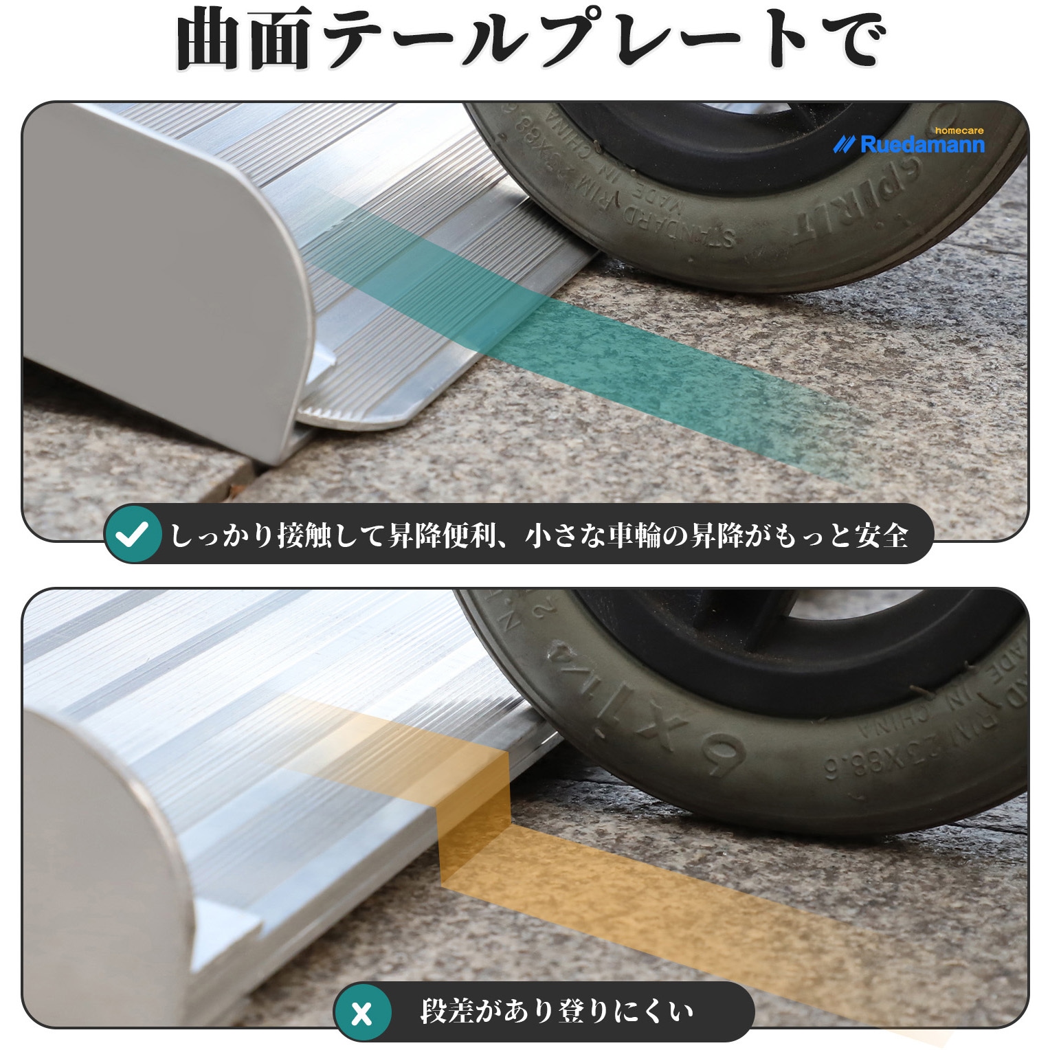 RUEDAMANN MR607M-2 アルミスロープ 60cm Amazon.com: Ruedamann 2 Feet Portable Wheelchair Ramp, Wider