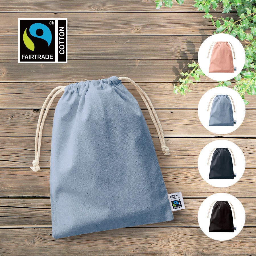 TF-0006-006 フェアトレードコットン巾着(M) MARKLESS STYLE ネイビー色  1セット(25枚) TF-0006-006