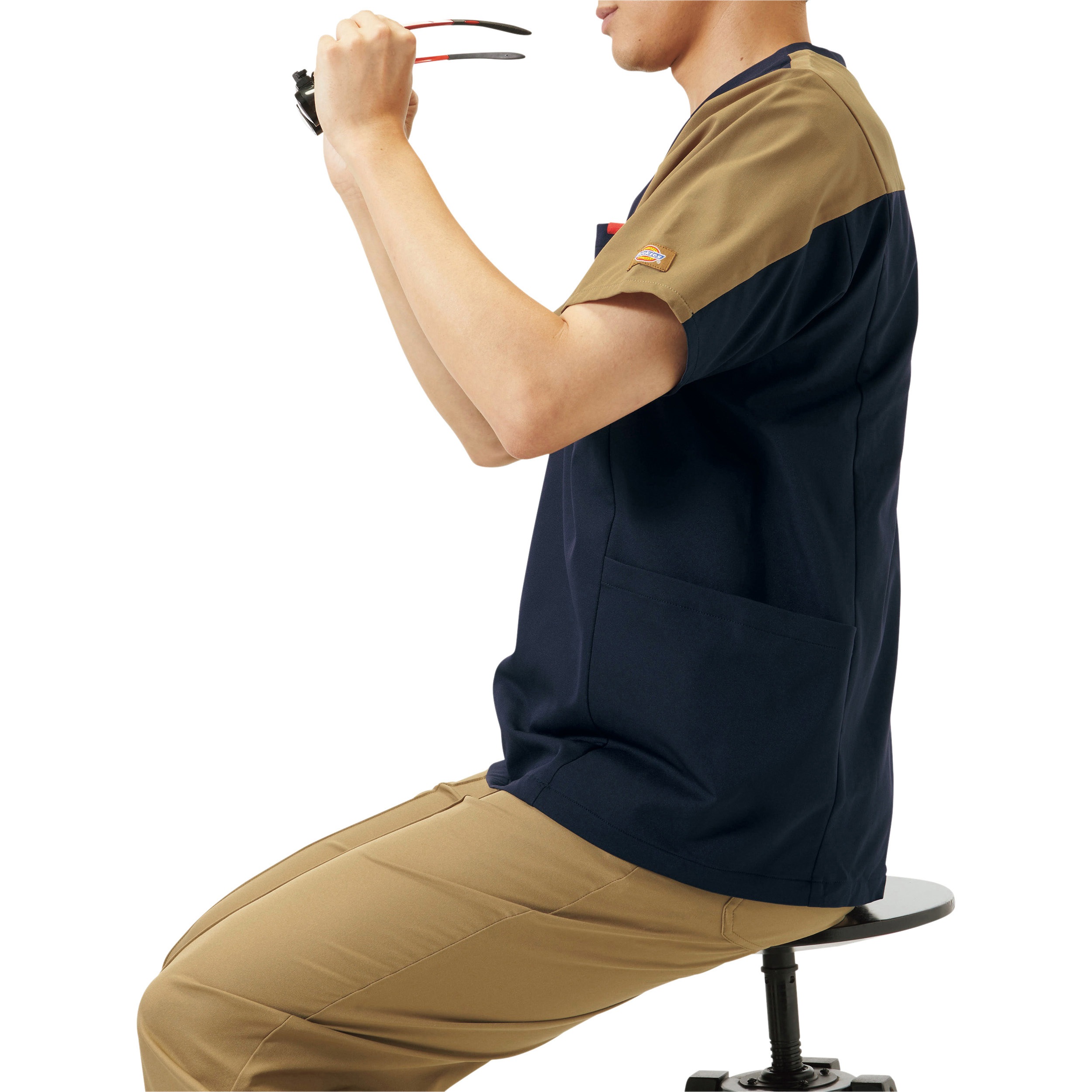 7113SC スクラブ Dickies(ディッキーズ) ダークネイビー×ベ-ジュ色