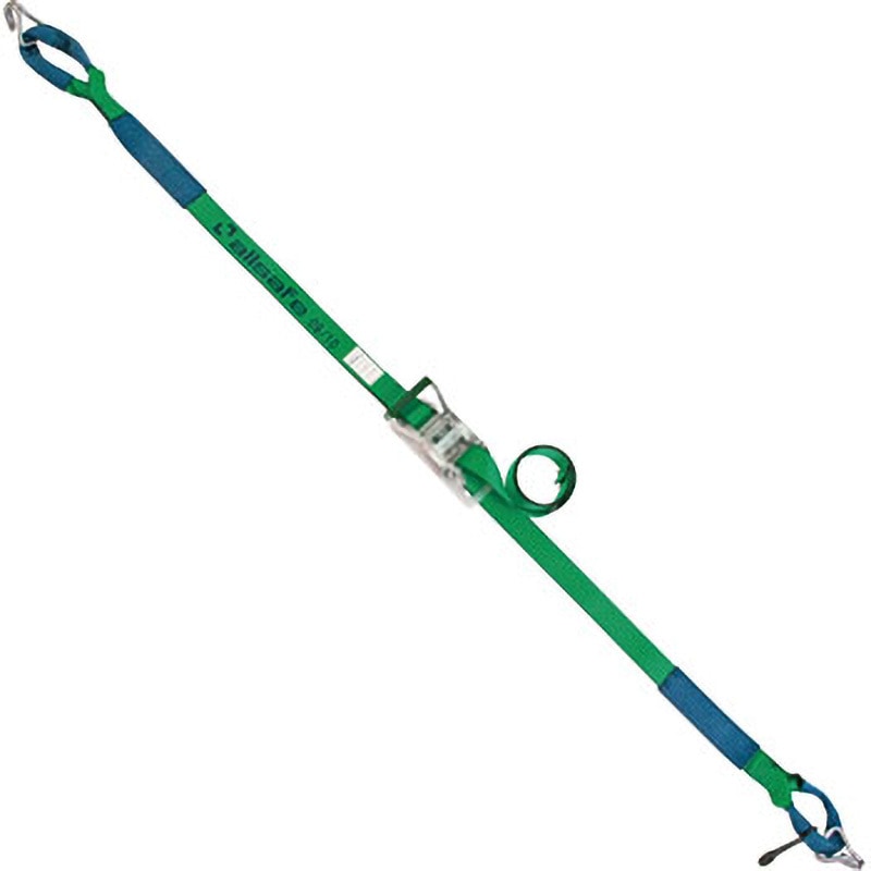 R5IN15 ラッシングベルト(ラチェットバックル式) allsafe シボリ縫製/クロスフック 荷重830kg グリーン ベルト幅50mmベルト長さ巻取側5m