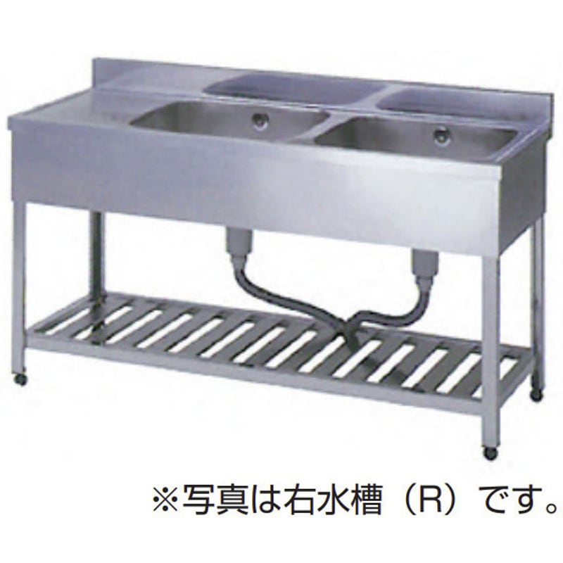 PN-KPM2-1500L 二槽水切付シンク 薄型 1台 ライフ住器 【通販モノタロウ】