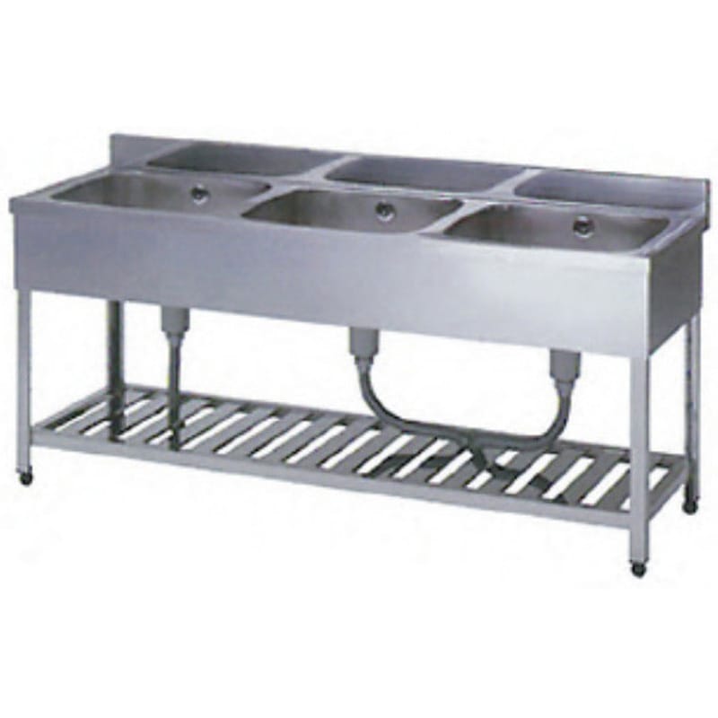 PN-KP3-1200 プレス 三槽シンク ライフ住器 奥行450mm間口120cm高さ80cm  PN-KP3-1200