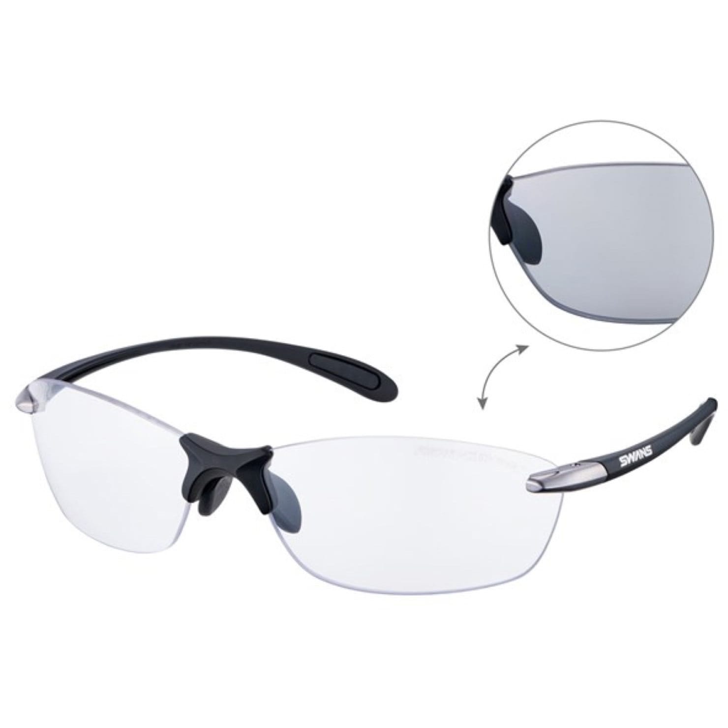3136013902071 スポーツサングラス Airless-Leaf fit SWANS レンズ色0066/調光クリア to スモーク
