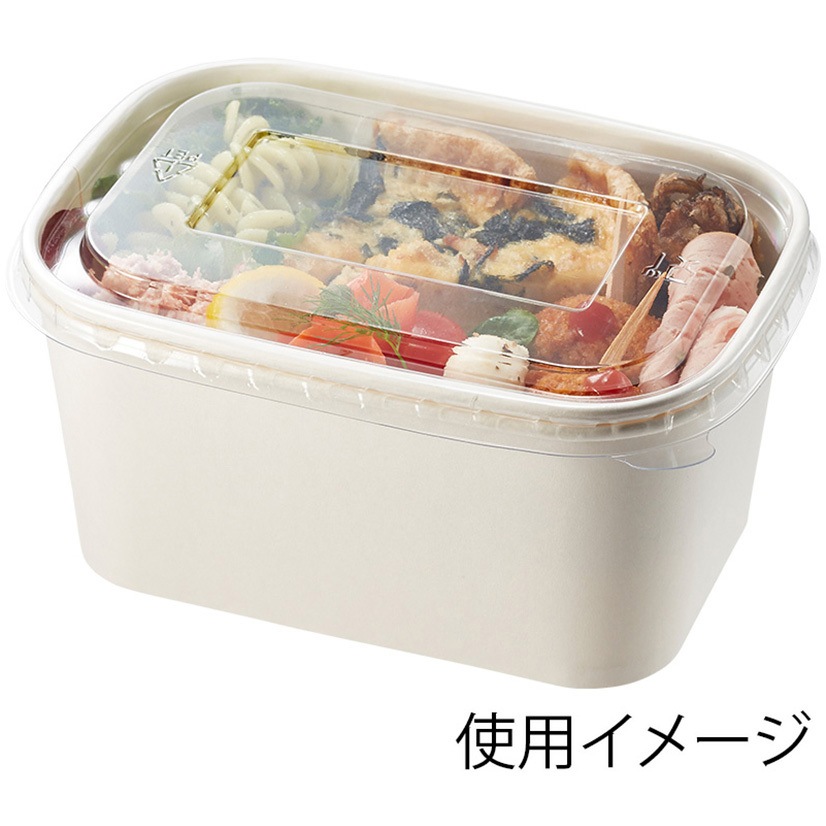 42380 未晒・晒フードカップ用透明蓋PP 長角 cotta 寸法172×120mm 1個(300個)