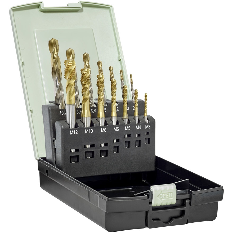 TC115-SET2-M3-M12-WY80AA HSS-E タップセット 2(タップ + ドリル)(止まり穴加工用) プロトティップ TiN   TC115-SET2-M3-M12-WY80AA