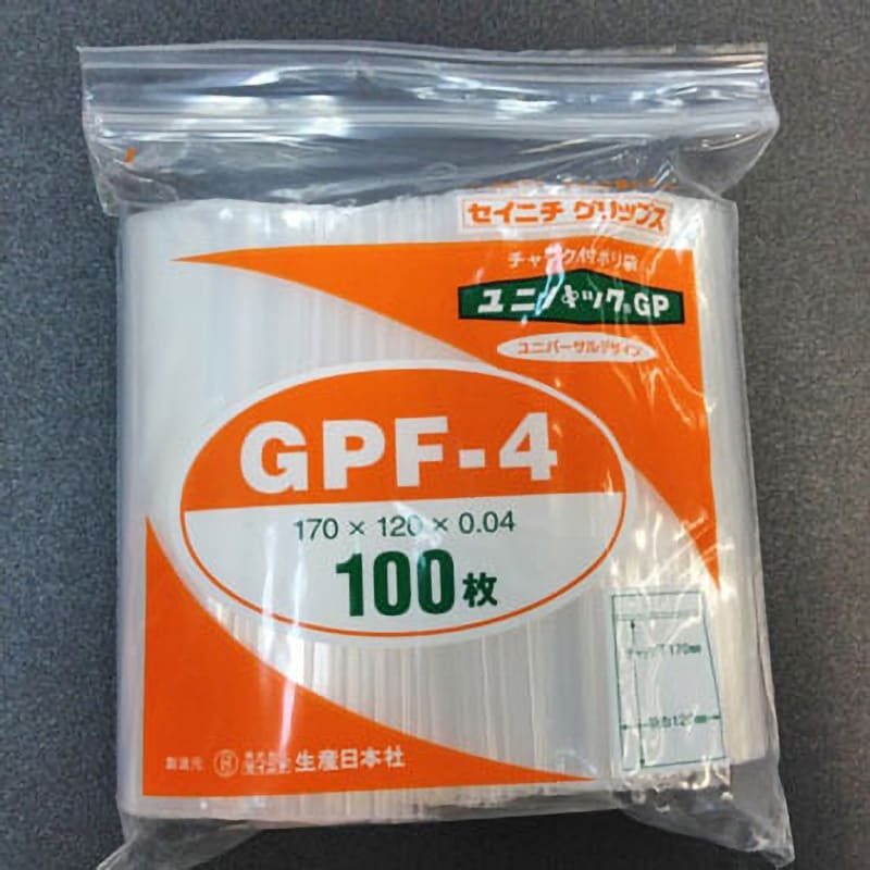 GPF-4 ユニパックGP セイニチ(生産日本社) チャック付ポリ袋 幅 GPF-4 ユニパックGP セイニチ(生産日本社) チャック付ポリ袋 幅