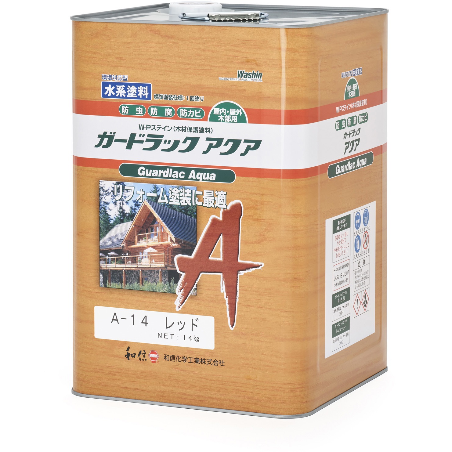 A-14 ガードラック アクア 和信化学工業 屋内外木部用 A-14レッド色  1缶(14kg) 26,625円