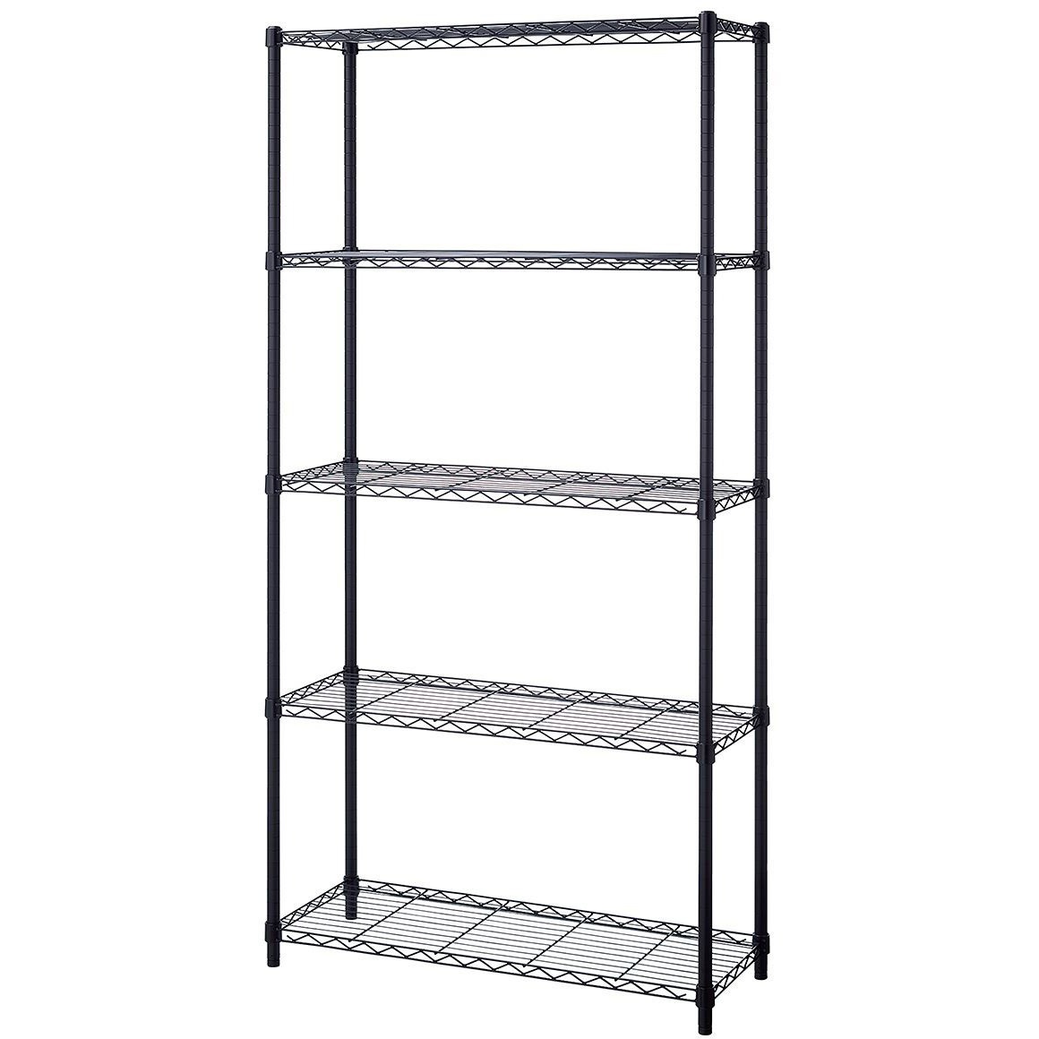 1529-330 軽量用ワイヤーラック 奥行35cm アジャスタータイプ ブラック 高さ181cm 5段 1台 ストア・エキスプレス 【通販モノタロウ】