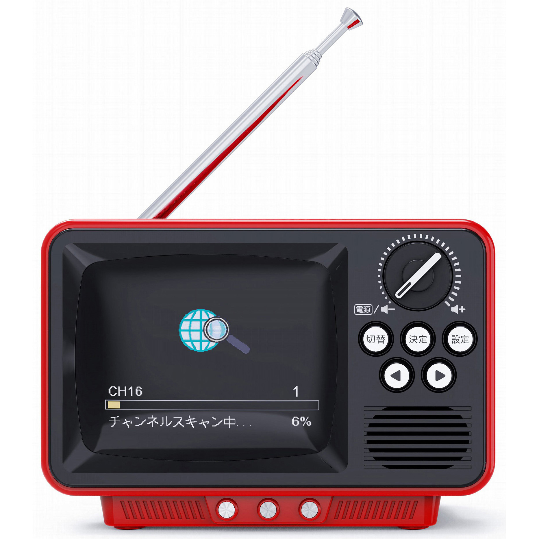 TVR-RT1RD レトロ型ポータブルワンセグテレビ 1台 WINTECH(ウィン
