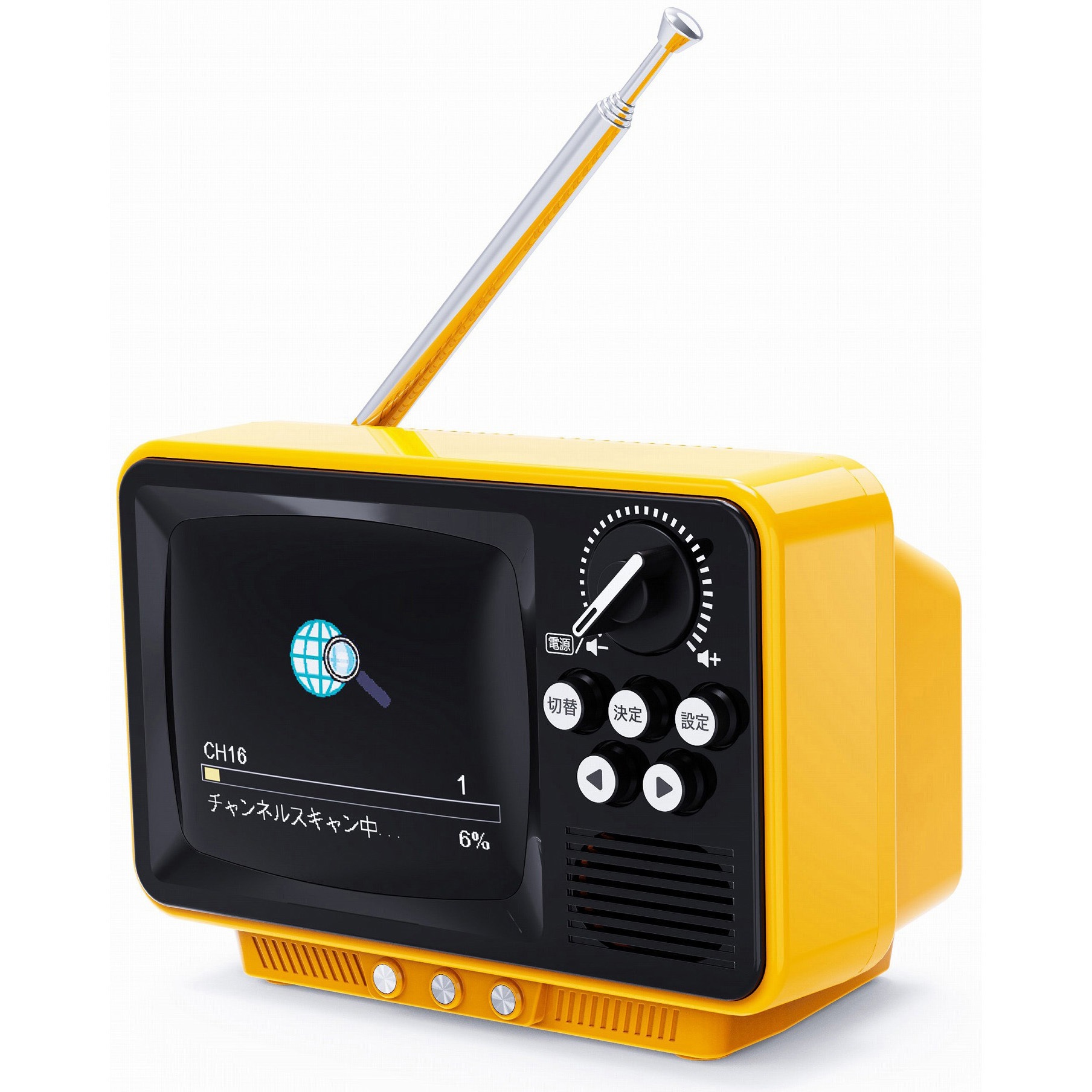 TVR-RT1YL レトロ型ポータブルワンセグテレビ 1台 WINTECH(ウィン