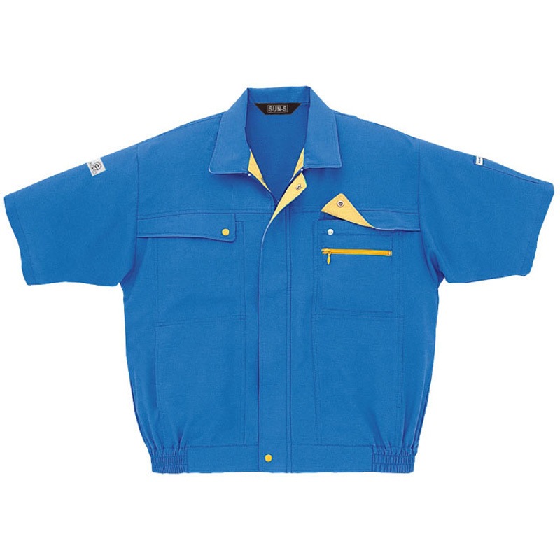 WA270 半袖コーディネートブルゾン サンエス ブルー色 5L着丈68cm  WA270