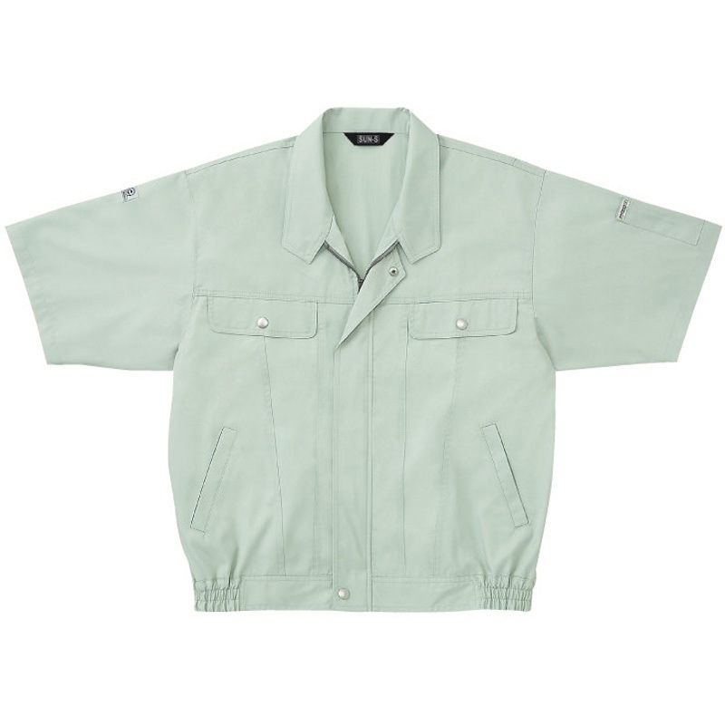 WA380 半袖ブルゾン サンエス モスグリーン色 帯電防止 S着丈61cm  WA380