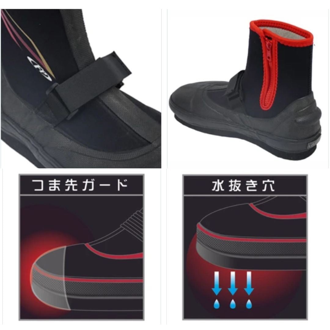 エクセル 鮎タビ FP-5780 鮎タビ (中割) (フェルト) ブラック×レッド 3L(qh)