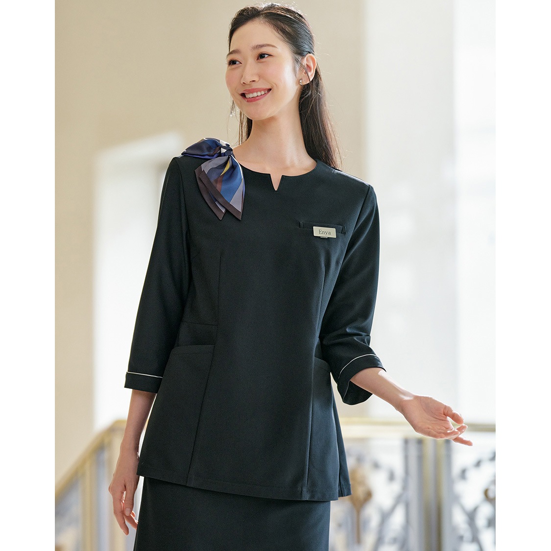 GCSL-2508-K3 チュニック レディース 七分袖 事務服 ユニフォーム
