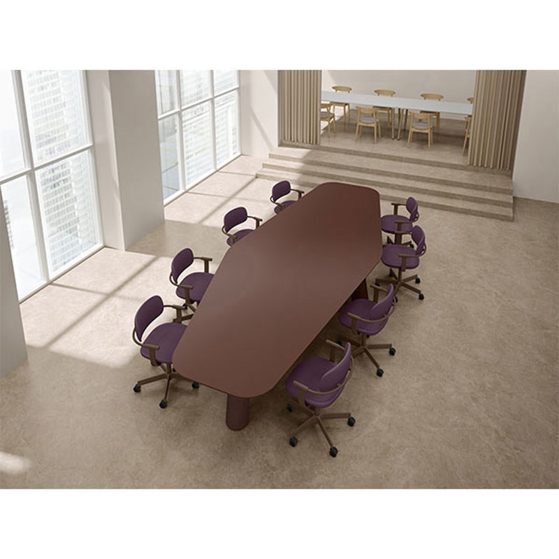 CBT-406LAMN-356 セントラ 異形テーブルW4000 ×D1600<配送時組立サービス付> イトーキ 組立・設置・取付 インディアナウォールナット サテンボルドー 高さ720mm  CBT-406LAMN-356