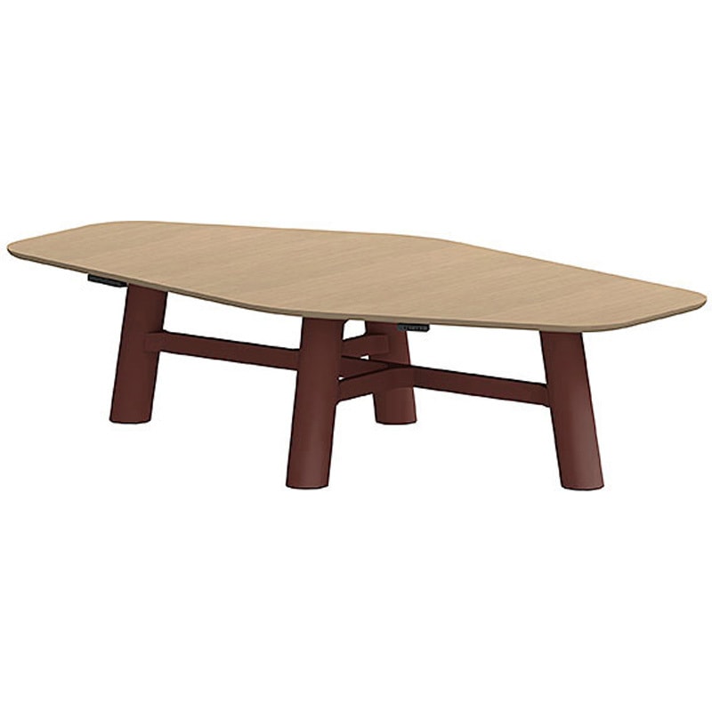 CBT-306LAMW-357 セントラ 異形テーブル 配線ありW3000 ×D1600<配送時組立サービス付> イトーキ 組立・設置・取付 Mウォールナット サテンボルドー 高さ720mm  CBT-306LAMW-357