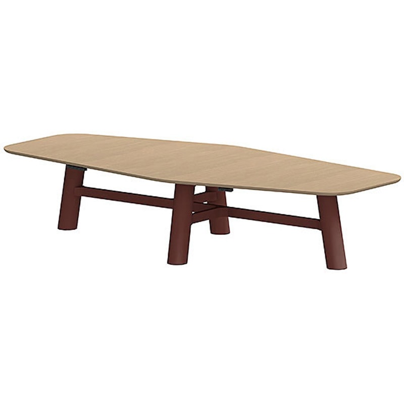 CBT-366LAMW-357 セントラ 異形テーブル配線ありW3600 ×D1600<配送時組立サービス付> イトーキ 組立・設置・取付 Mウォールナット サテンボルドー 高さ720mm幅3600mm  CBT-366LAMW-357