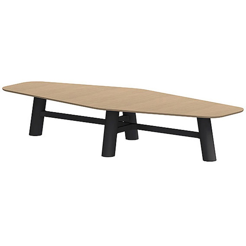 CBT-406LAMN-257 セントラ 異形テーブルW4000 ×D1600<配送時組立サービス付> イトーキ 組立・設置・取付 Mウォールナット サテンオフブラック 高さ720mm  CBT-406LAMN-257