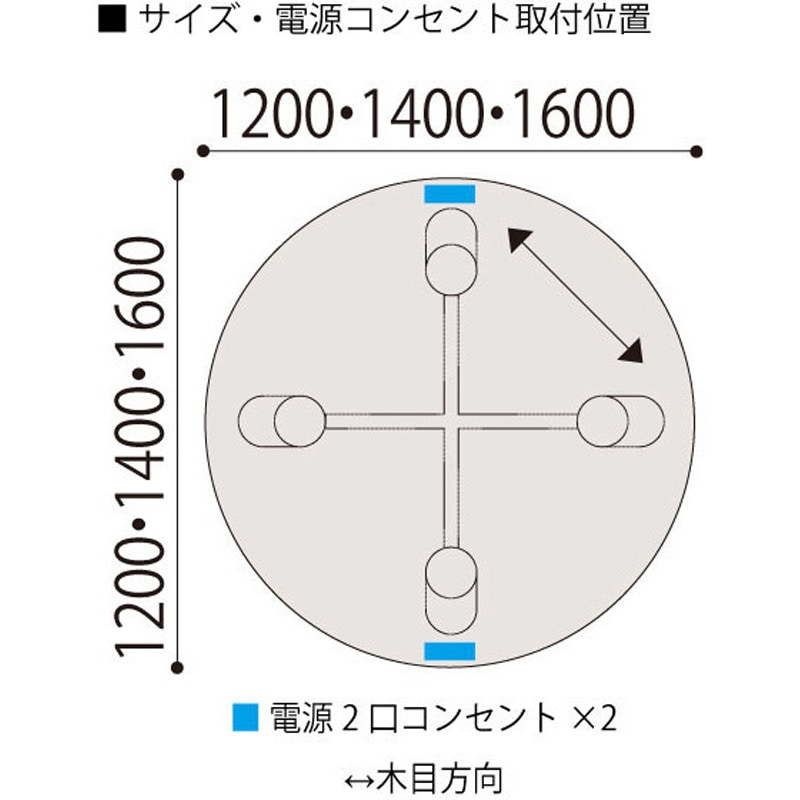 CBT-16LCMW-557 セントラ 円形テーブル 配線ありΦ1600<配送時組立サービス付> イトーキ 組立・設置・取付 Mウォールナット サテンソフトトープ 高さ720mm  CBT-16LCMW-557