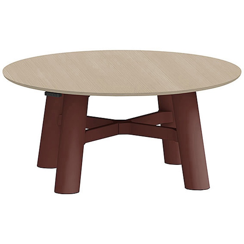 CBT-16LCMW-358 セントラ 円形テーブル 配線ありΦ1600<配送時組立サービス付> イトーキ 組立・設置・取付 Mオーク サテンボルドー 高さ720mm  CBT-16LCMW-358