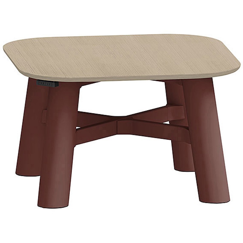 CBT-12LSMW-358 セントラ 正方形テーブル 配線ありW1200×D1200<配送時組立サービス付> イトーキ 組立・設置・取付 Mオーク サテンボルドー 高さ720mm  CBT-12LSMW-358