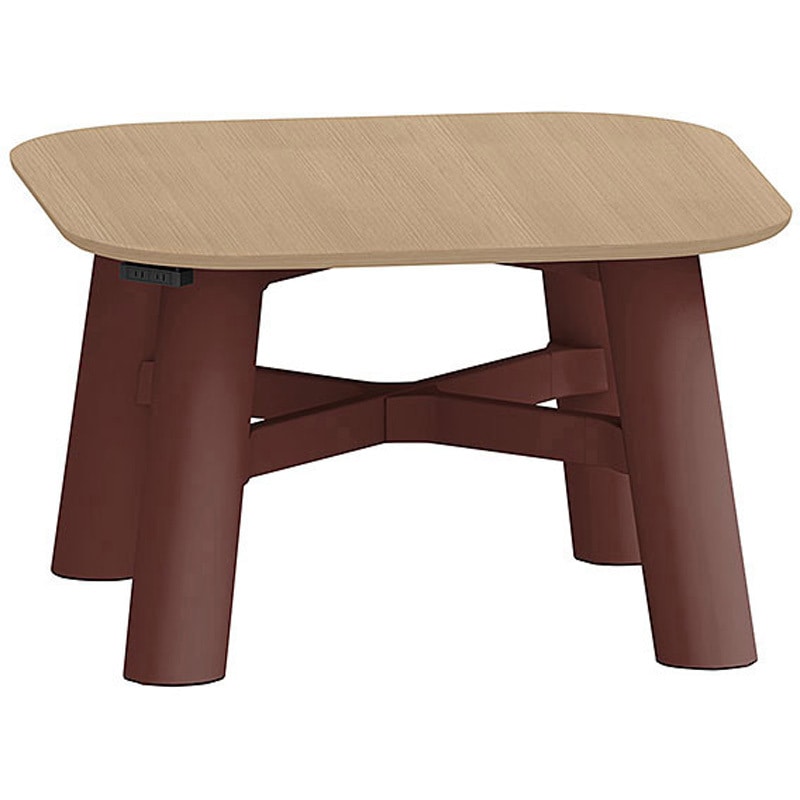 CBT-12LSMW-357 セントラ 正方形テーブル 配線ありW1200×D1200<配送時組立サービス付> イトーキ 組立・設置・取付 Mウォールナット サテンボルドー 高さ720mm  CBT-12LSMW-357