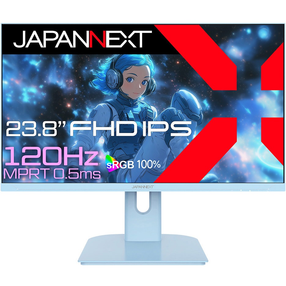 JN-IPS238G120F-BB ゲーミング液晶ディスプレイ 23.8型/1920×1080/HDMI×1、VGA×1/ベイビーブルー/スピーカー有/2年保証 1台 JAPANNEXT 【通販モノタロウ】 13,845円