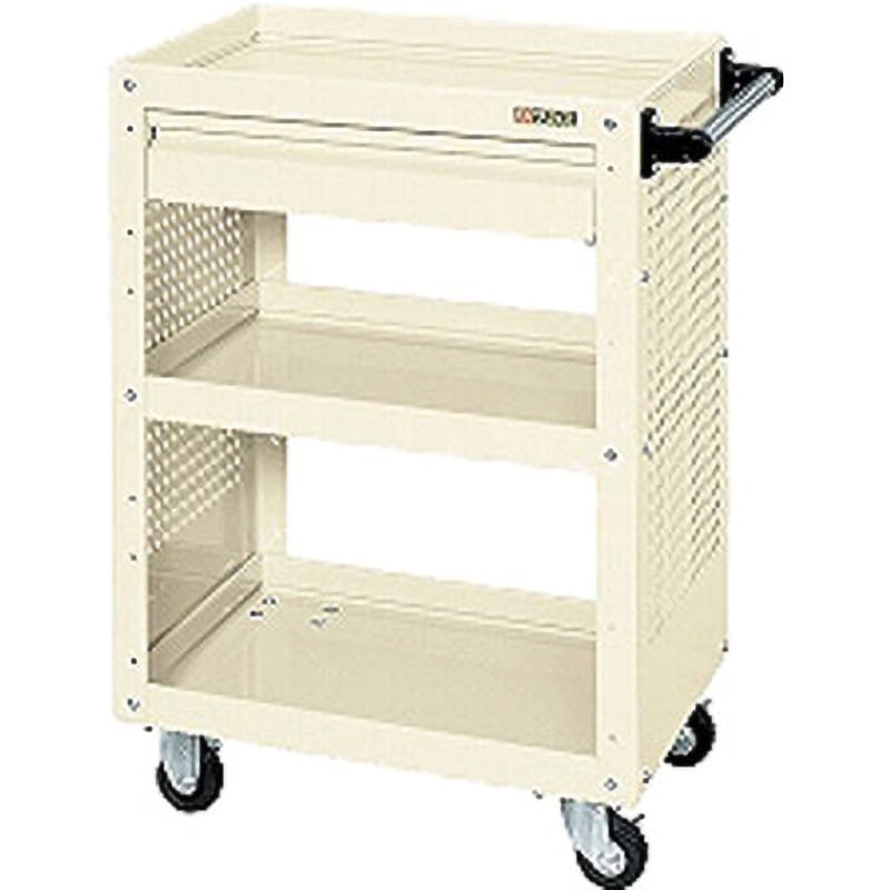 パネルワゴン 天板フラット型 引出し付 サカエ PGW-7A (61-9791-52) パネルワゴン（天板フラット・引出し・扉付） ＰＧＷ－７Ａ