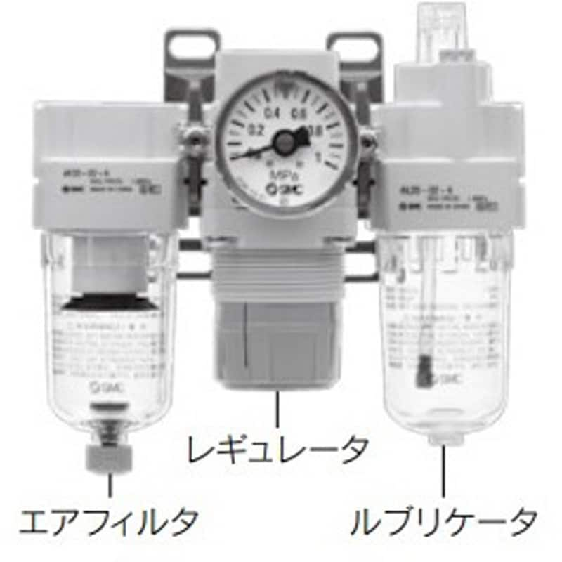 モジュラタイプF.R.L.コンビネーション/エアフィルタ+レギュレータ+ルブリケータ AC20-B～AC60-B