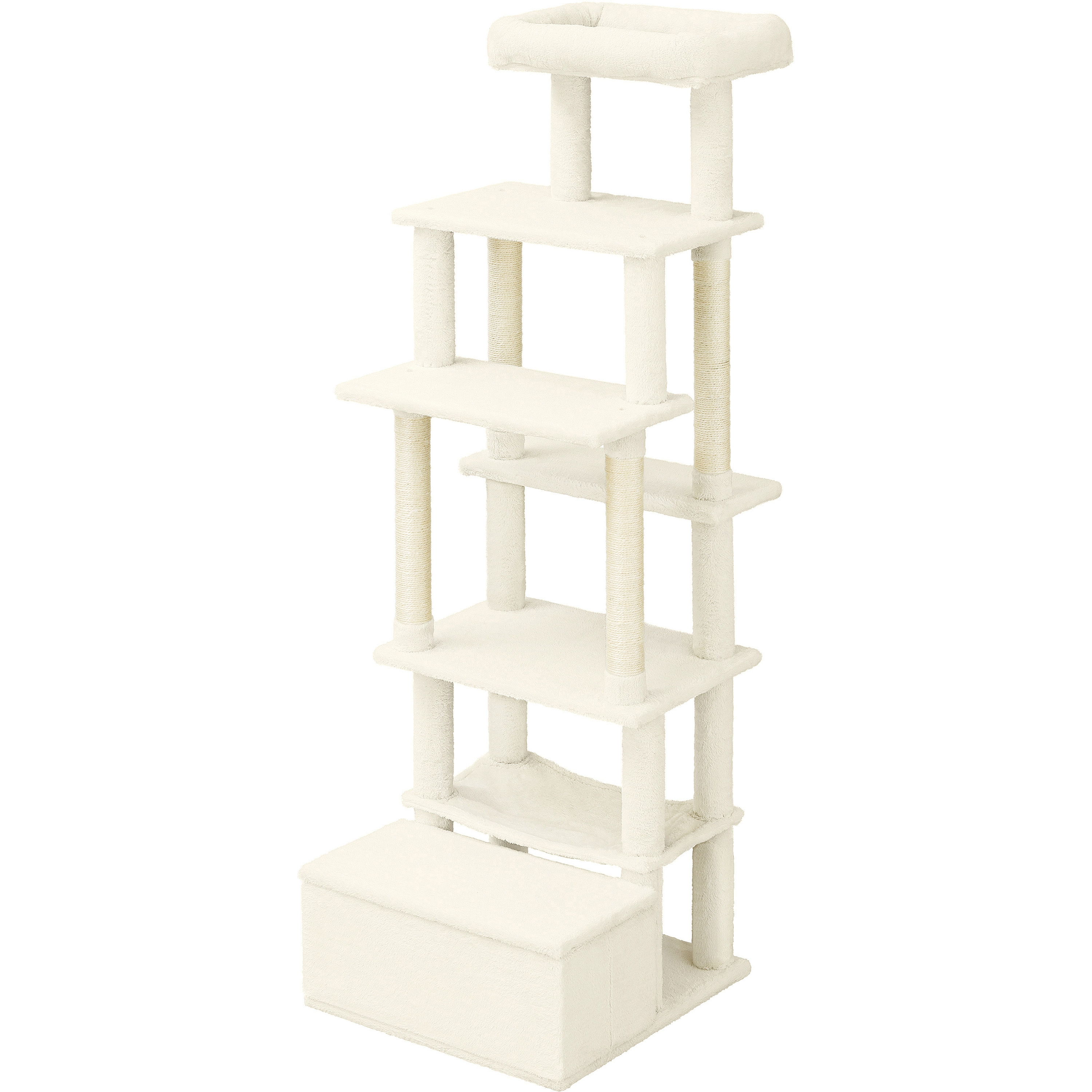 SFC-157 収納付きファブリックキャットタワー アイリスオーヤマ ホワイト色 幅510mm奥行600mm高さ1575mm  SFC-157