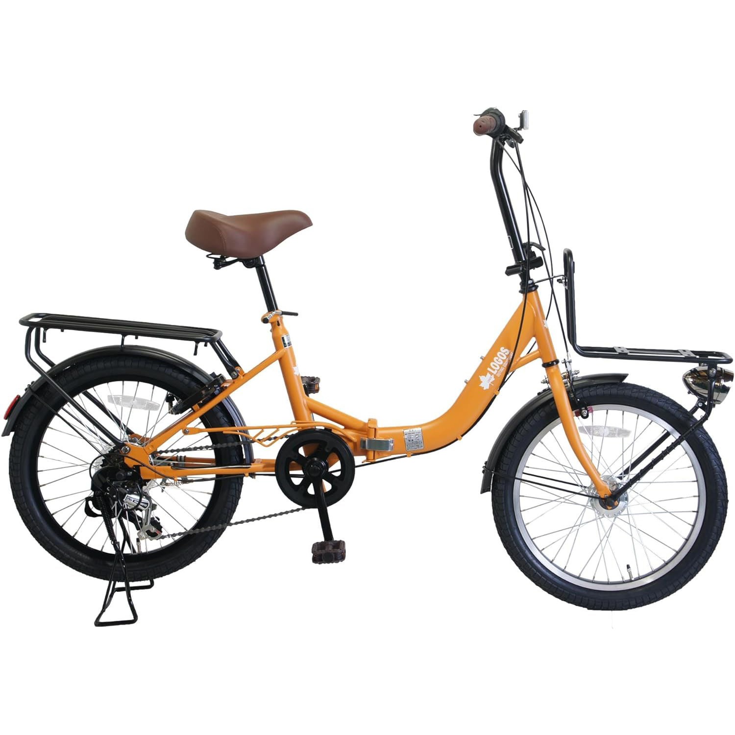 LG-20FD-TC-OR 防災サイクル20型 6段変速付き 折りたたみ自転車 ノンパンク仕様  【簡易組立品】 ロゴス マットオレンジ色   LG-20FD-TC-OR