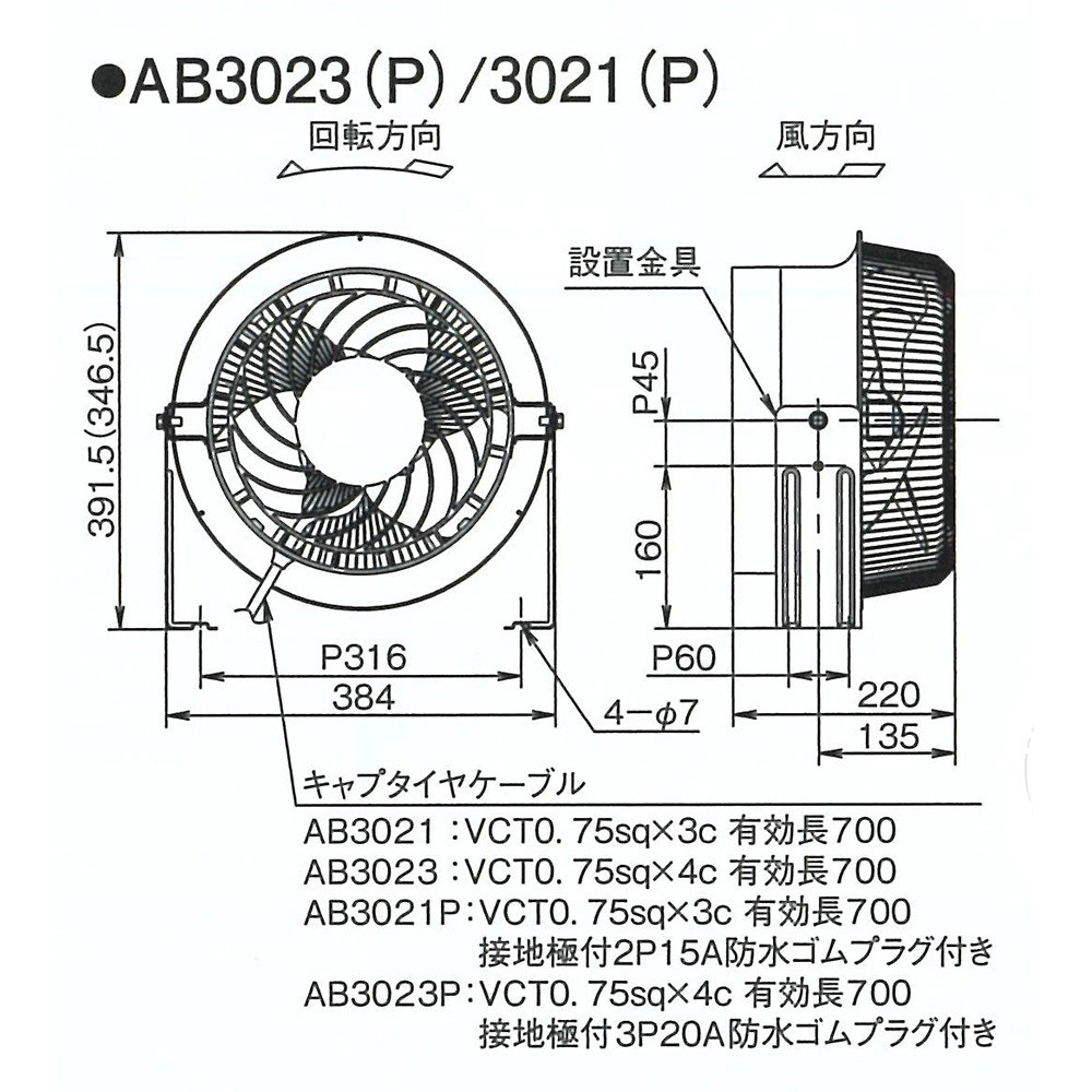 AB3023 60Hz 循環扇 エアビーム 1台 フルタ電機 【通販モノタロウ】