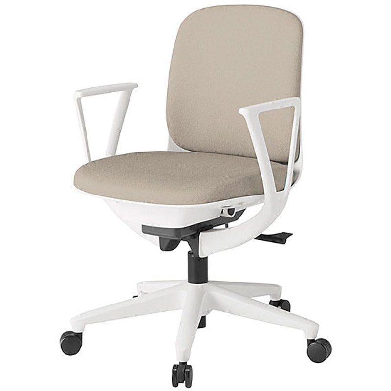 KJ-326CF-W9F6 トルテUチェア ローバック 固定肘付<配送時組立サービス付> イトーキ 組立・設置・取付 ナイロン双輪キャスター ホワイト  KJ-326CF-W9F6