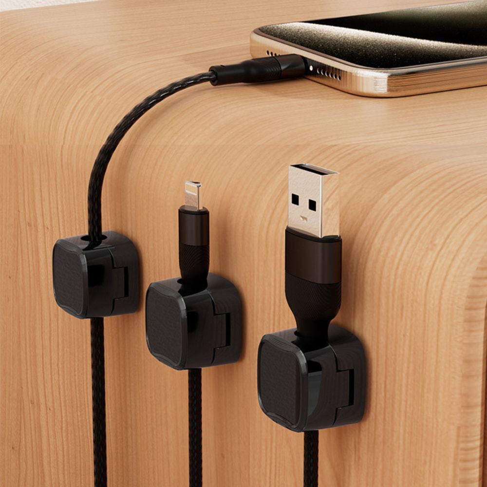 P13191 マグネット式ケーブルホルダー 6個セット ZATTA ブラック色