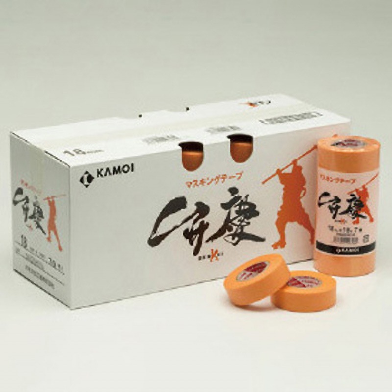 建築塗装用テープ 弁慶 カモ井加工紙 和紙基材 オレンジ色 幅20mm長さ18m 1箱(6巻×10パック)