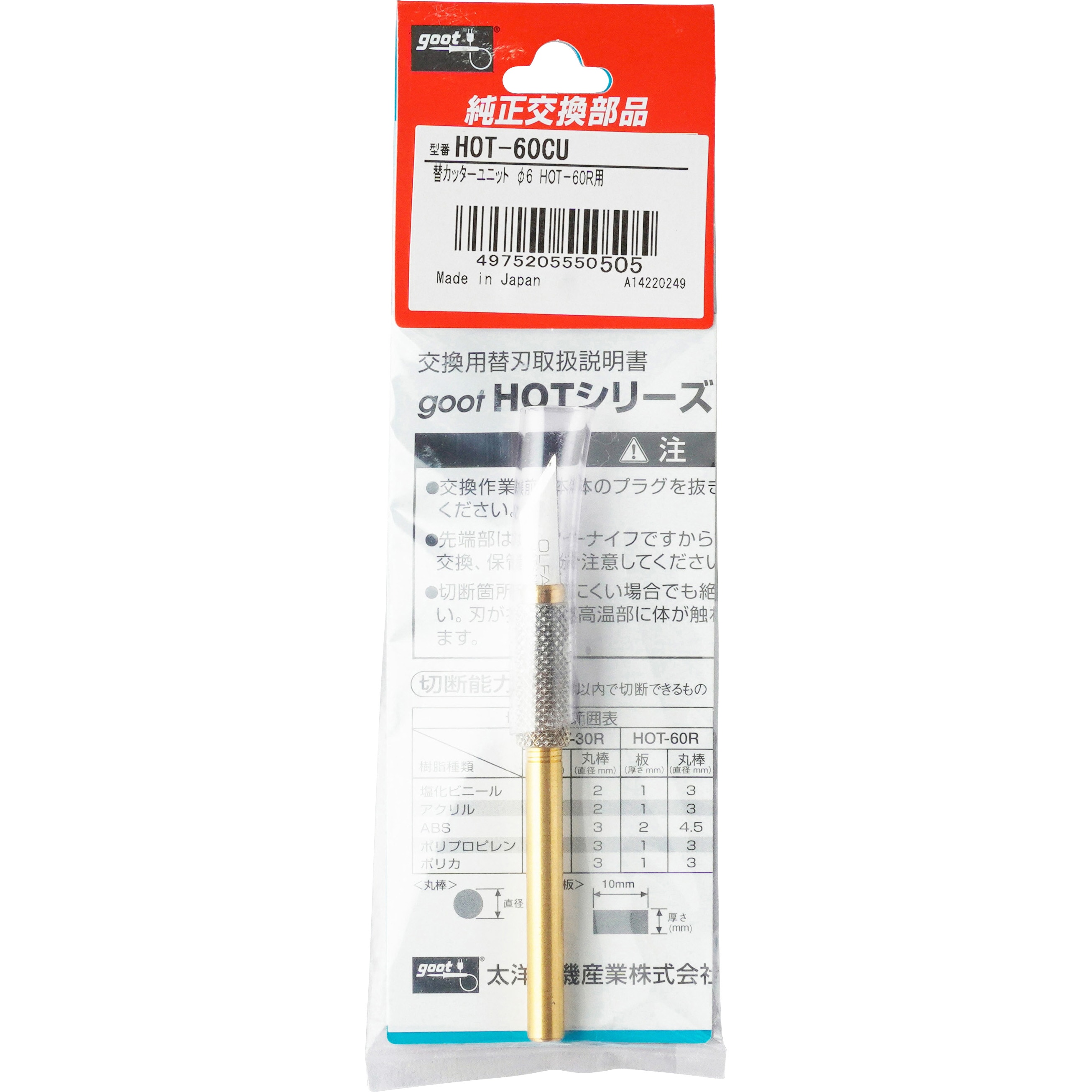 HOT-60CU 交換カッターユニット goot(太洋電機産業) 適合HOT-60R用