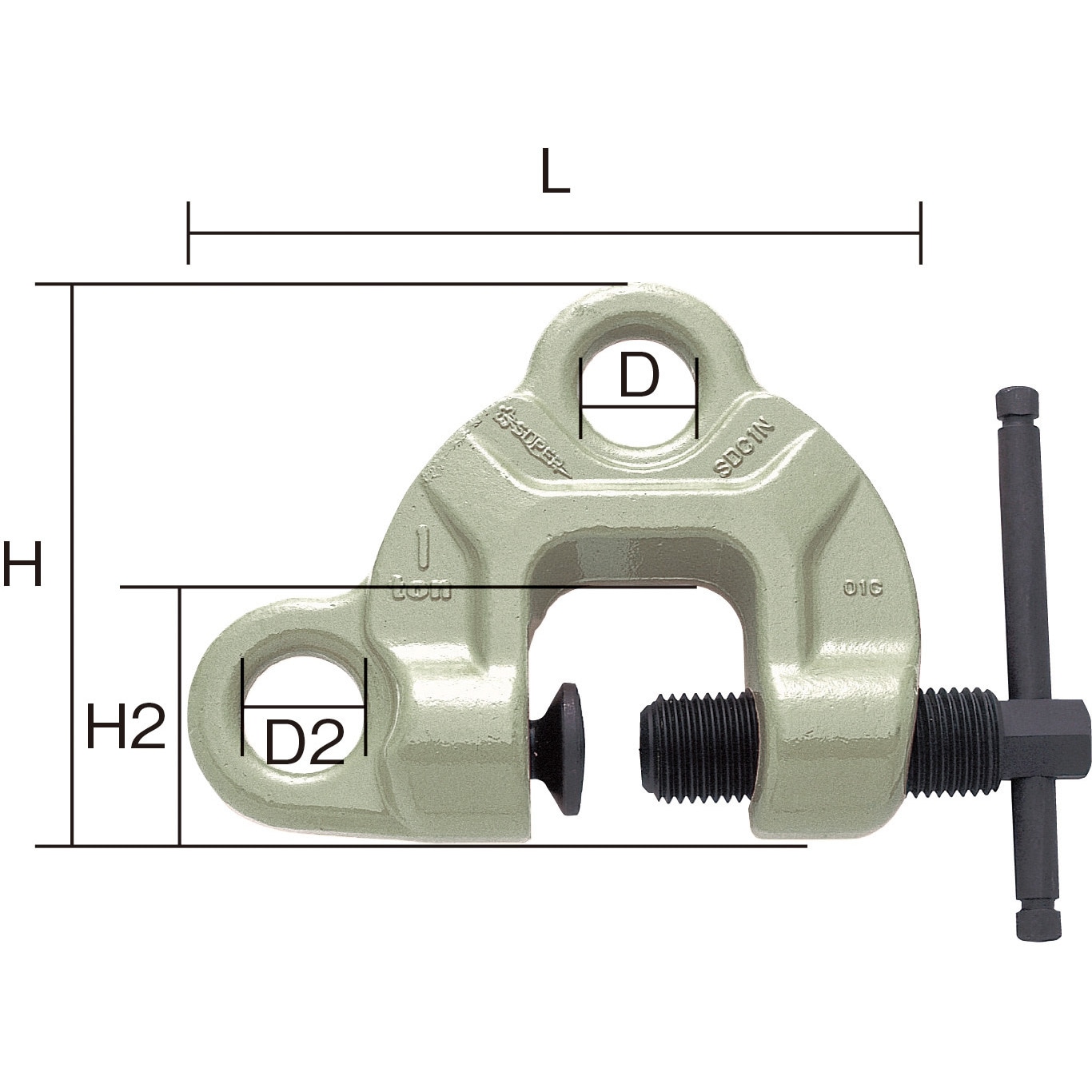 SDC1.5WNRF スクリューカムクランプ(ダブル・アイタイプ) Super 荷重1.5t クランプ範囲10～50mm