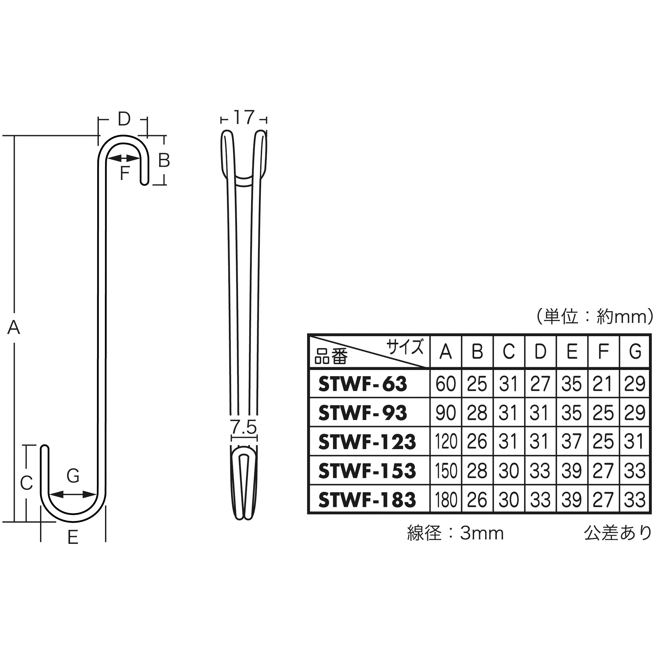 STWF-63 ステンレス ダブル用途フック 光 耐荷重5kg - 【通販モノタロウ】