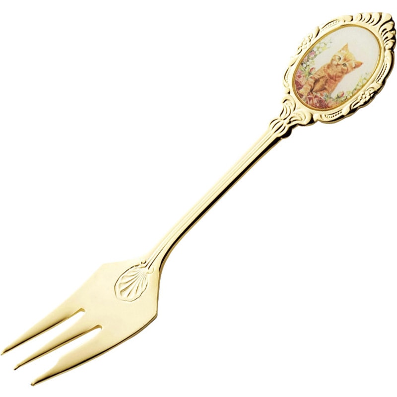 402922 ガーリーゴールドネコネコ ケーキフォーク 1セット(12本) 高桑金属 【通販モノタロウ】