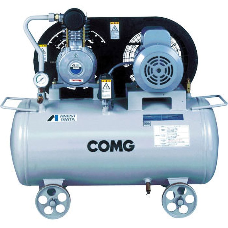 アネスト岩田　レシプロコンプレッサー(給油式)　パッケージコンプレッサ　3.7KW　60Hz　吐出圧力0.7〜0.85MPa　CLP37EF-8.5M6　1台(8338787) 給油式レシプロコンプレッサ AIRREX(アネスト岩田) タンクマウント型