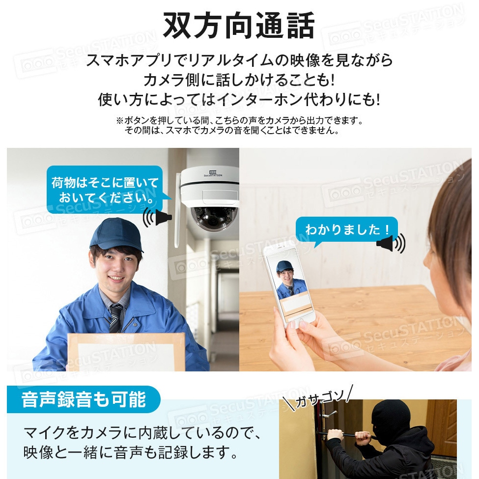 [美品]防犯カメラ ドーム型パンチルト対応カメラ SC-DE55 500万画素 SC-DE55A-32GB SecuSTATION ドーム型パンチルト防犯カメラ